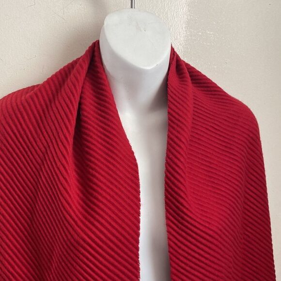 CASHMINK By V Fraas Red Textured Fringe Scarf - Picture 2 of 5